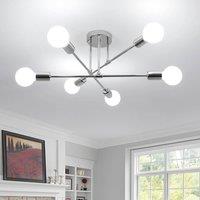 COMELY 6 Heads Adjustable Vintage Ceiling Lights, Industrial Chandelier in Silver