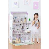 Teamson Kids 3 Story Grand Wooden Dollhouse with 16pc Accessory Set for 12 Dolls in White