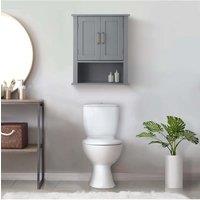 Teamson Home Mercer Wooden Bathroom Furniture Wall Medicine Storage Cabinet in Grey