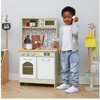 Teamson Kids Little Chef Boston Modern Farmhouse Wooden Kitchen Playset in Green
