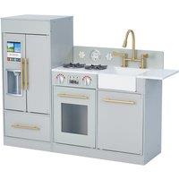 Teamson Kids Modern Charlotte Wooden Pretend Play Toy Kitchen, Grey & Gold