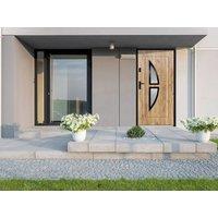 Vente-unique Glazed Steel Front Door With Stainless Steel - H207 X W100 Cm - Oak in Light Oak