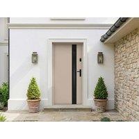 Vente-unique Steel & Stainless Steel Front Door H81 X W100 Cm - Smoked Glass in Beige