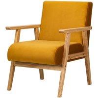 Nordlys Scandinavian Lounge Armchair with Wooden Frame in Yellow