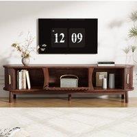 STILVORA TV Stand with Sliding Doors & 3 Compartments in Walnut