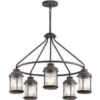 Netlighting Ashland Bay 5 Light Outdoor Chandelier Pendant Lighting Zinc IP44 E27 in Grey
