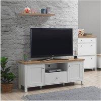Timber Art Design Astbury TV Unit Stand Media Cabinet 2 Doors + Drawer White & Oak