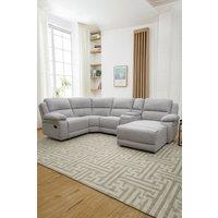 More4Homes Dublin 4 Seater Fabric Corner Recliner Sofa in Light Grey
