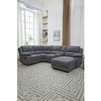 More4Homes Dublin 4 Seater Fabric Corner Recliner Sofa in Dark Grey