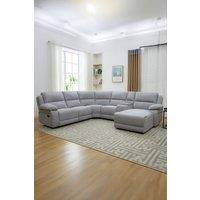 More4Homes Dublin 5 Seater Fabric Corner Recliner Sofa in Light Grey