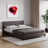 Home Discount Vida Designs Lisbon Double Faux Leather Bed Frame UKFR Fabric Storage in Brown