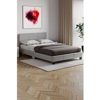 Home Discount Vida Designs Lisbon Small Double Faux Leather Bed Frame UKFR Fabric in Grey