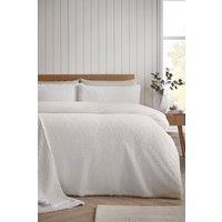 Catherine Lansfield 'Textured Wave' Faux Fur Duvet Cover Set in Cream | Size: King