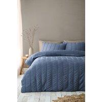 Pineapple Elephant 'Waffle Seersucker' Duvet Cover Set in Blue | Size: Super King