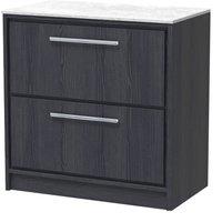 Balterley Longnor 2 Drawer Unit with White, Woodgrain Graphite Grey, 800mm in Grey