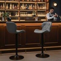 Alivio 2-Piece Modern Faux Leather Adjustable Bar Stool Backrest Bar Chairs in Dark Grey