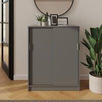 GFW Leighton Sliding Door Shoe Cabinet in Grey