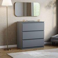HD Designs Denver 3 Drawer Chest of Drawers Storage in Grey