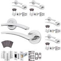 AFIT Chrome Fire Door Handle Latch Set Polished Chrome Latch Hinges5 Pack in Silver | Size: 150mm x 150mm