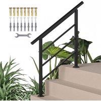 OUTSUNNY Outdoor Handrail for Stairs, Fit 1 to 3 Steps Stair Railing in Black