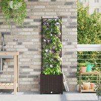 Berkfield Home Garden Planter with Trellis Brown 40x40x143 cm | Size: 40 x 40 x 143 cm