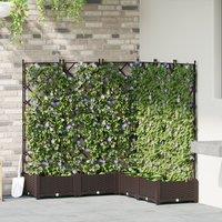 Berkfield Home Garden Planter with Trellis 5 pcs Brown 120x120x125, 5 cm