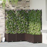 Berkfield Home Garden Planter with Trellis 5 pcs Brown 120x120x143 cm | Size: 120 x 120 x 143 cm