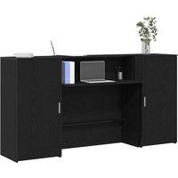 Berkfield Home Reception Desk Black Oak 200x50x103.5 cm Engineered Wood