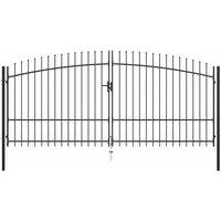 Berkfield Home Double Door Fence Gate with Spear Top 400x225 cm in Black