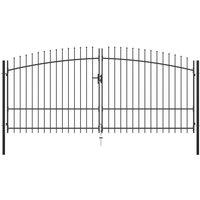 Berkfield Home Double Door Fence Gate with Spear Top 400x225 cm in Black