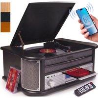 Denver Retro DAB Bluetooth Wooden Record Player, FM, Cassette & CD, USB Recording, AUX IN in Black