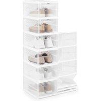 Gymax 2-Pack 6-Tier Folding Shoe Rack Flip-Door Organizer Space-Saving Shelf in White