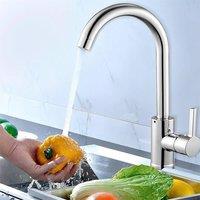 Nordara Modern Kitchen Sink Mixer Tap Mono Chrome Swivel Spout Single Lever in Metallic Silver
