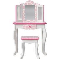 Teamson Kids Gisele Giraffe Kids Play Vanity Table & Stool, White & Pink