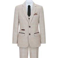 Paul Andrew Boy's Holland Check Tweed 3 Piece Suit in Beige | Size: 1 Year