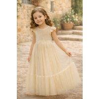 Lilly + Bo Girl's Noel in Champayne Party or Flower Girl Dress in Beige | Size: 18 m