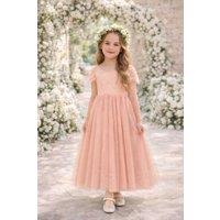 UK Flower Girl Boutique Girl's Bohemian Camilla Dress in Dusty Pink | Size: 12-13 Years