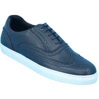 Pegasus Men's Leather Brogue Trainers, Classic Smart Shoe Look with Cushioned in Navy | Size: 9