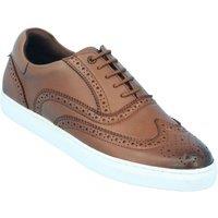 Pegasus Men's Leather Brogue Trainers, Classic Smart Shoe Look with Cushioned in Tan | Size: 9