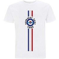 Oasis Music Men's Summer Tour 1995 Stripe Detail T-Shirt in White | Size: Large