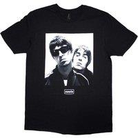 Oasis Music Men's Noel & Liam Photograph Square T-Shirt in Black | Size: Small
