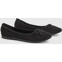 Dorothy Perkins Women's Katerina Bow Detail Faux Suede Ballet Pumps in Black | Size: 7