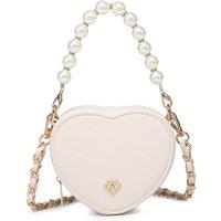 JFY Women's Carri Co. Heart Shape Zip Top Pu Clutch/Crossbody Bag in Beige