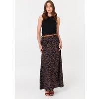 Izabel London Women's Leaf Print Belt High Waist Maxi Skirt in Navy | Size: 8