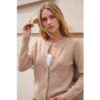 Roman Women's Sparkle Heart Button Cardigan in Beige | Size: 20