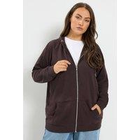 Yours Women's Zip Through Hoodie in Brown | Size: 30-32