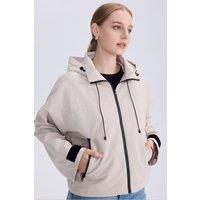 OUTTA BOX Women's Women's Waterproof Wind Resistant Hooded Jacket in Beige | Size: Small