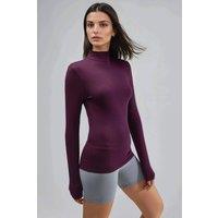 Busem Women's Slim Fit Half Turtleneck Blouse in Mauve | Size: Large