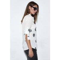 MSN Collection Women's Polka Dot Crepe Shirt | Size: Medium