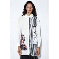 MSN Collection Women's Long Striped Poplin Shirt | Size: XL
